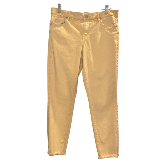 LOFT Modern skinny crop fray yellow jeans women’s size 8 - Picture 3 of 16